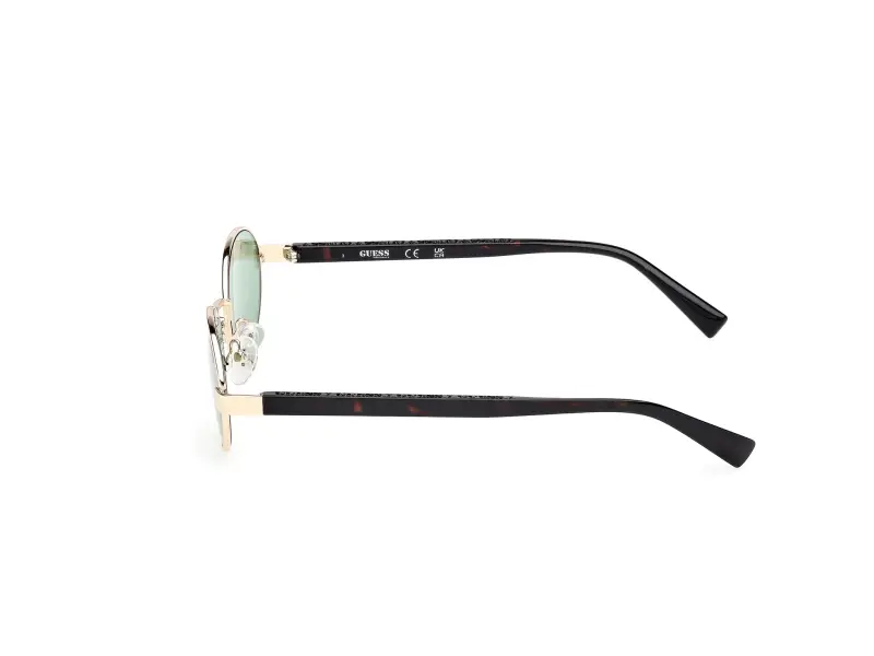 Unisex GU00232 32N Occhiali da sole Metallo Oro Verde Rotonda Normale miniatura 3