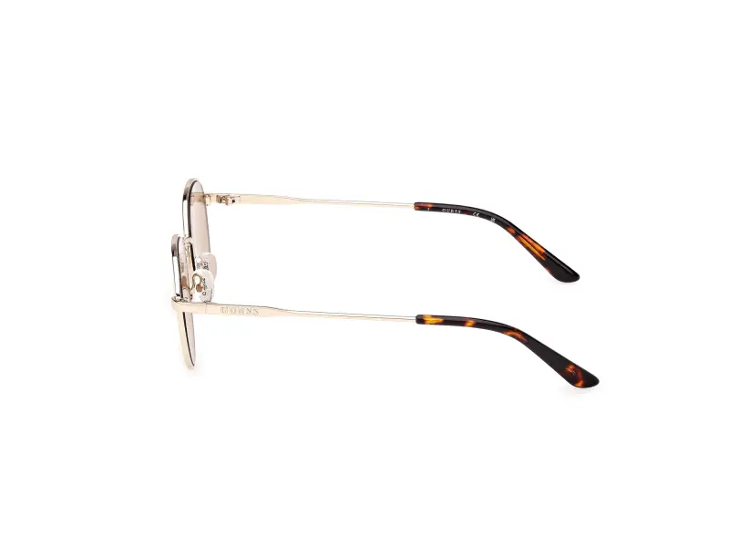 Unisex GU00237 32E Occhiali da sole Metallo Oro Marrone Rotonda Normale miniatura 3