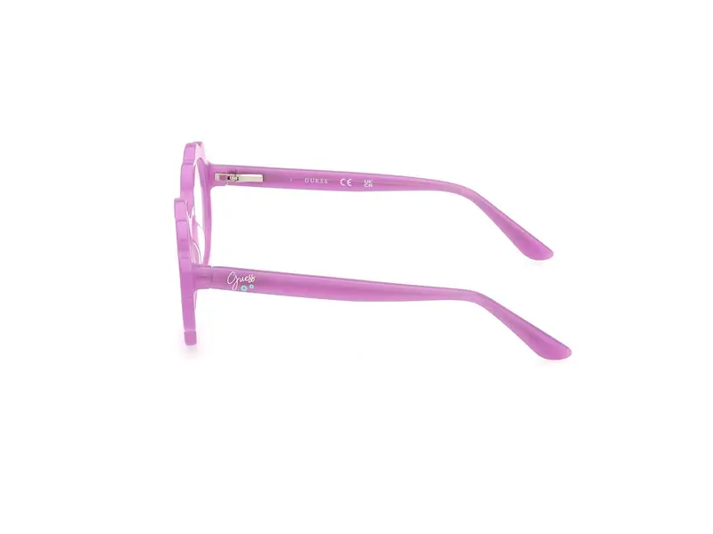 Guess Unisex GU50142 083 Montature da vista Acetato Viola Rotonda Normale miniatura 2