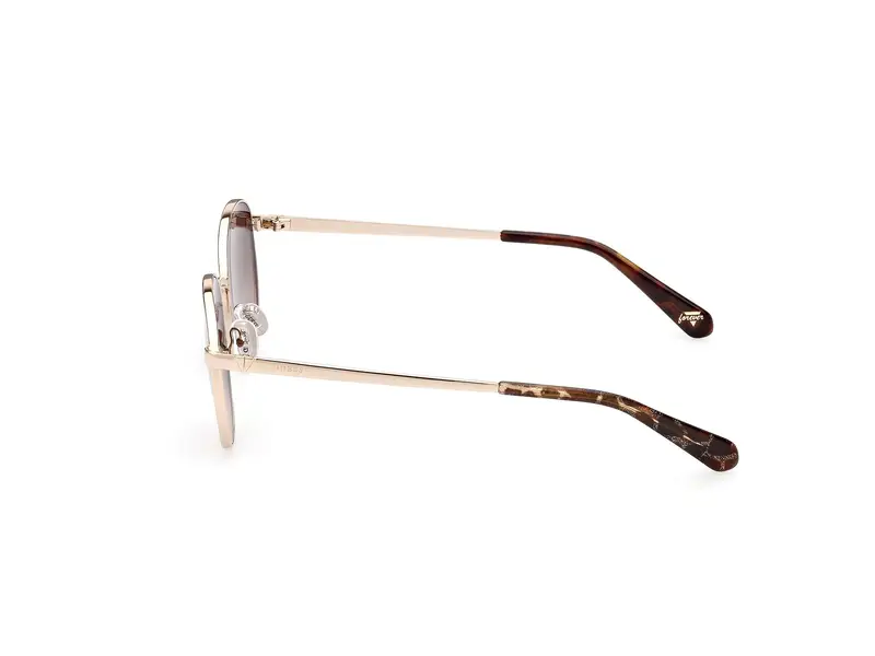 Guess Unisex GU5214 32F Occhiali da sole Metallo Oro Marrone Rotonda Normale Sfumato miniatura 2