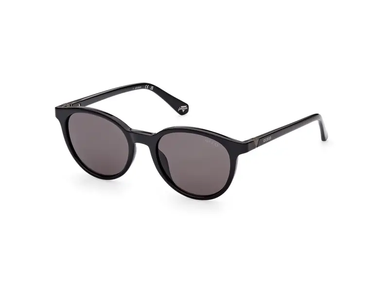 Guess Unisex GU5216 01A Occhiali da sole Iniettato Nero Fumo Rotonda Normale