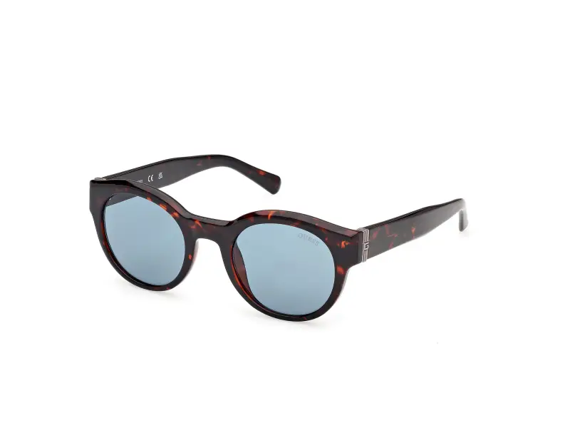 Uomo Guess GU00298 52V Occhiali da sole Iniettato Havana Blu Rotonda Normale