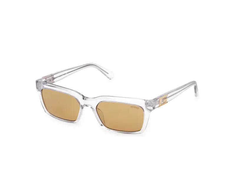 Uomo Guess GU00300 26E Occhiali da sole Iniettato Trasparente Marrone Squadrata Normale