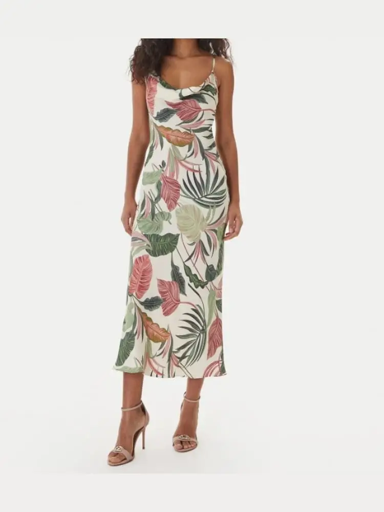 vestito akilina tropicale con scollo morbido