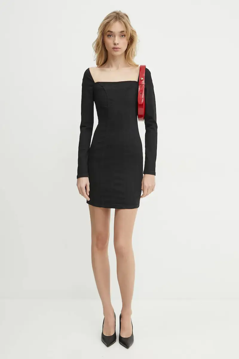 vestito di jeans MOLLY colore nero W5RK84 D4PZ0 miniatura 2