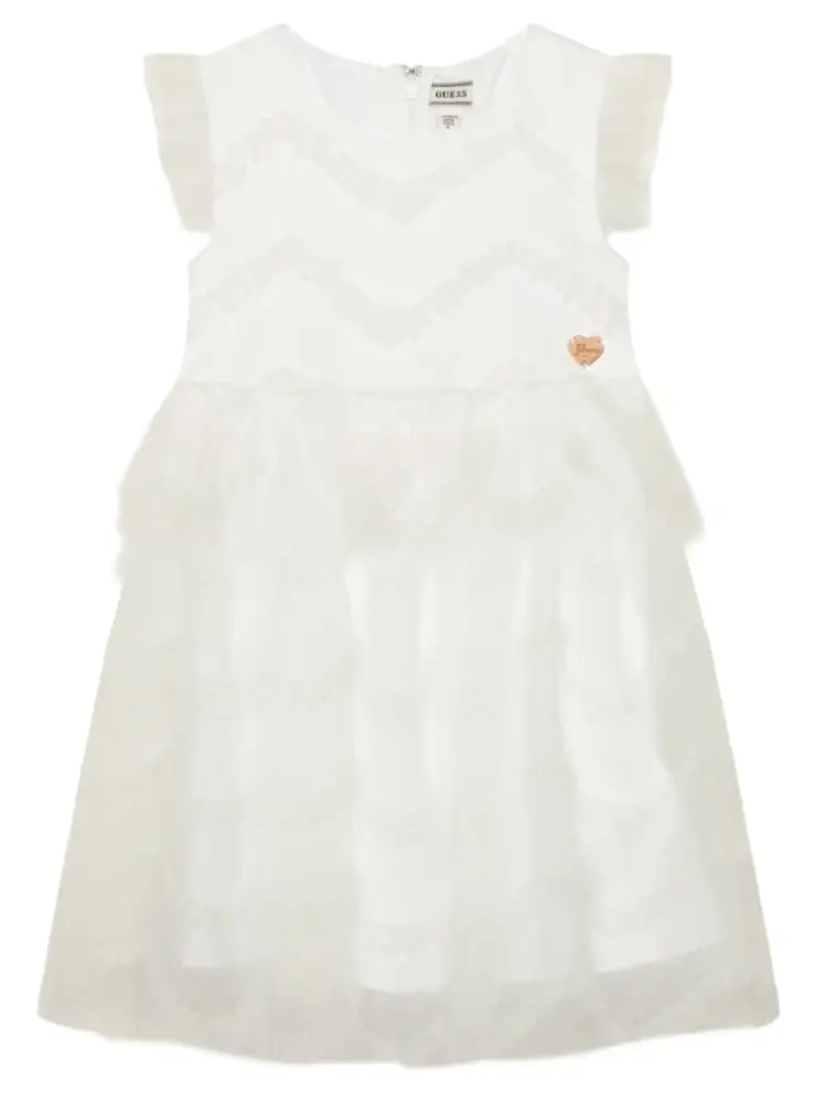 vestito kids bianco con maniche corte volant