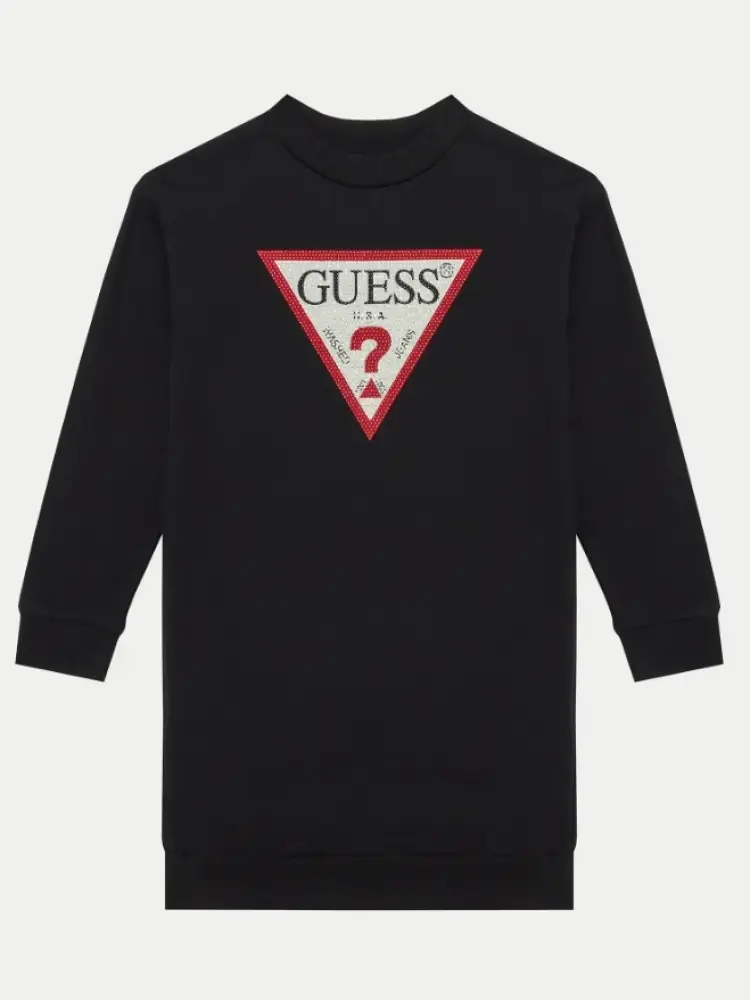 vestito kids/junior in cotone nero con logo frontale