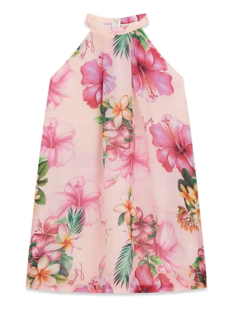 vestito kids/junior smanicato rosa con stampa floreale