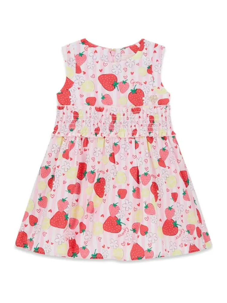 vestito kids rosa con stampa fragole e limoni