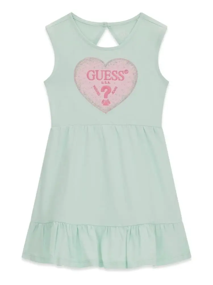 vestito kids verde chiaro con cuore centrale con paillettes