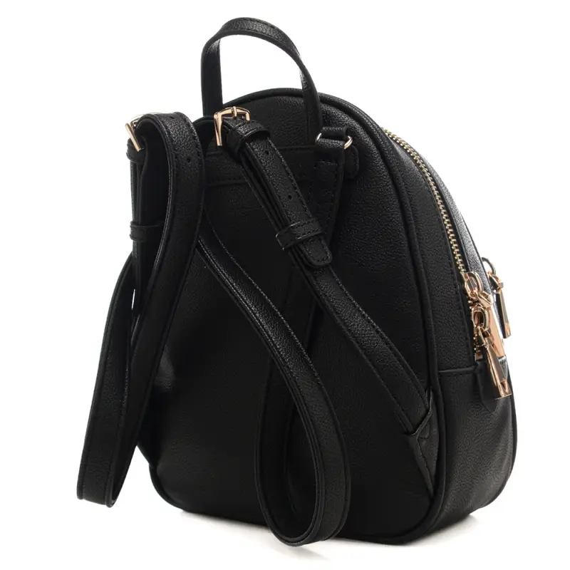 zaino da donna con doppio scomparto e targhetta triangolare logata nero miniatura 3