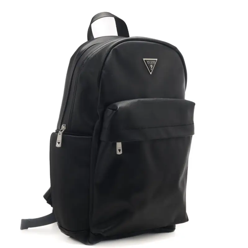 Guess zaino da uomo con targhetta logata sul davanti e tasca con zip nero miniatura 2