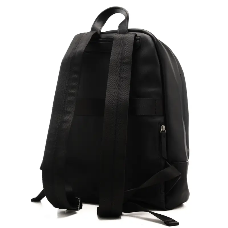 zaino da uomo con triangolo logato sul davanti e tasca con zip nero miniatura 3