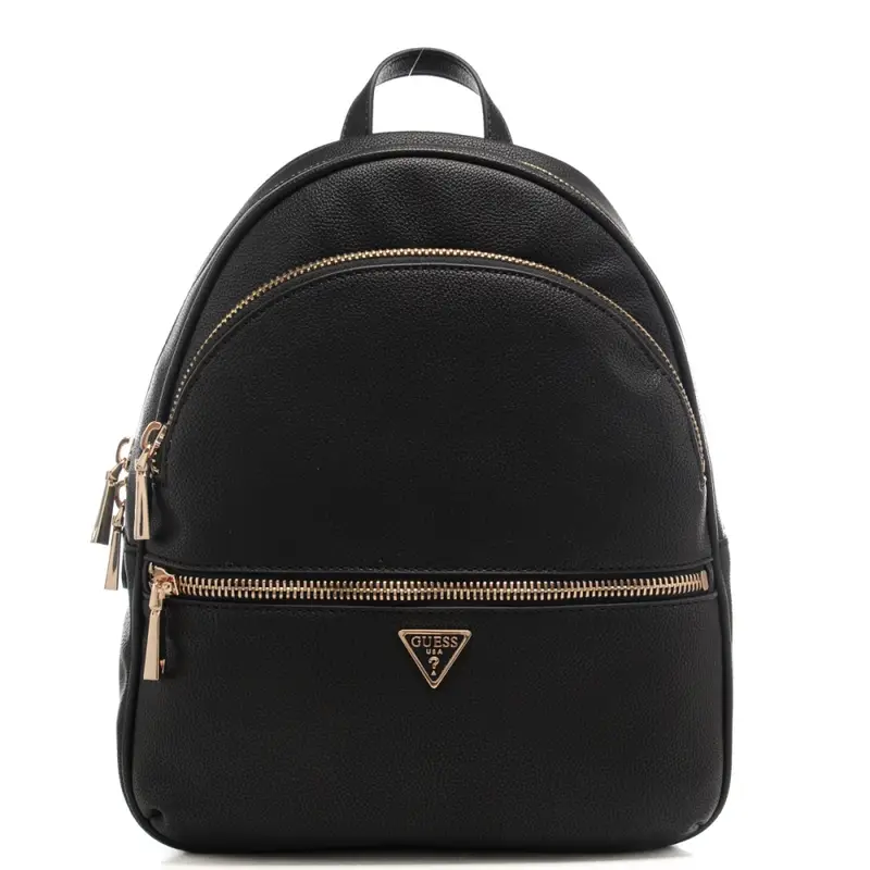 zaino grande da donna con doppio scomparto e targhetta triangolare logata nero