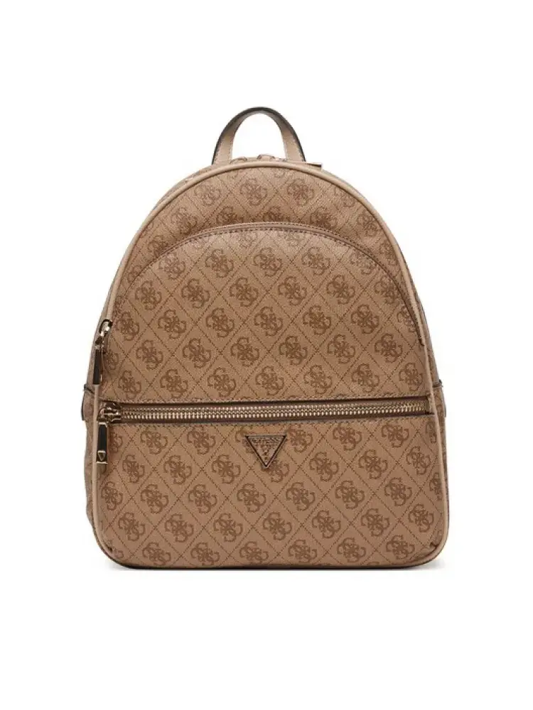 zaino manhattan in ecopelle beige scuro con logo all over