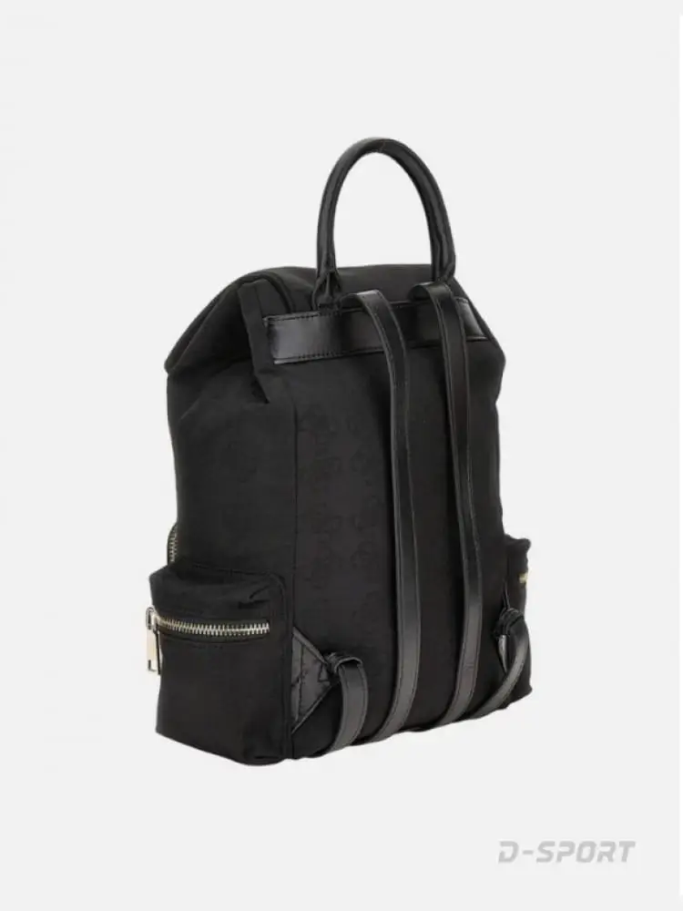 zaino nero donna in tessuto logo all over miniatura 2