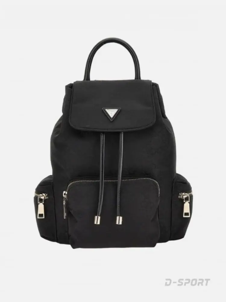 zaino nero donna in tessuto logo all over