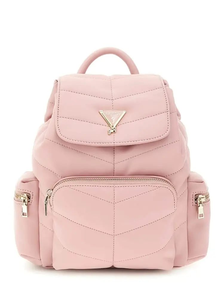 zaino puffy in ecopelle bianca con logo