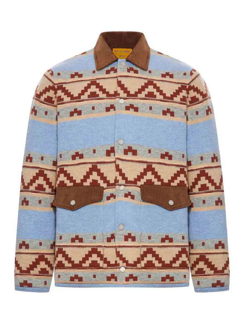 Giacca di lana del modello geometrico Blu