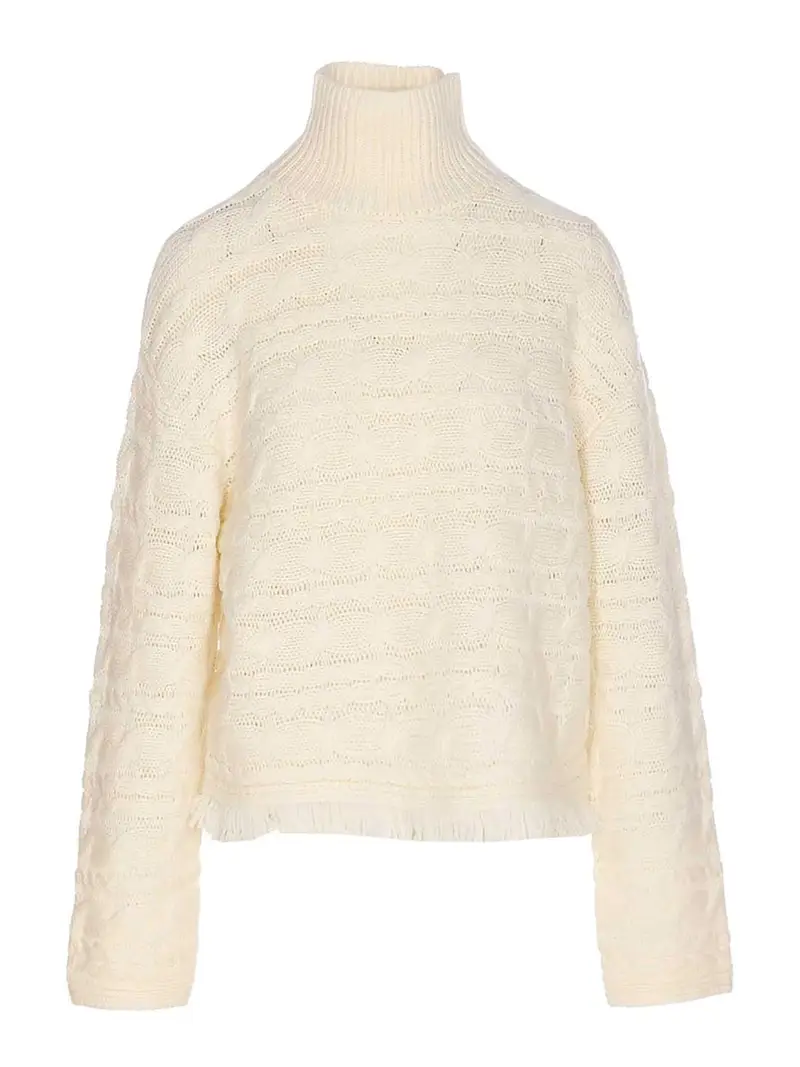 Maglione a cavo ritagliato Beige