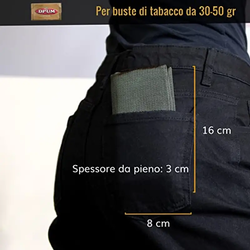 GUGGIARI® Porta Tabacco Cartine e Filtri - Astuccio Portatabacco in Tessuto Realizzato a Mano - Porta Tabacco Donna/Uomo (Army Green) miniatura 3