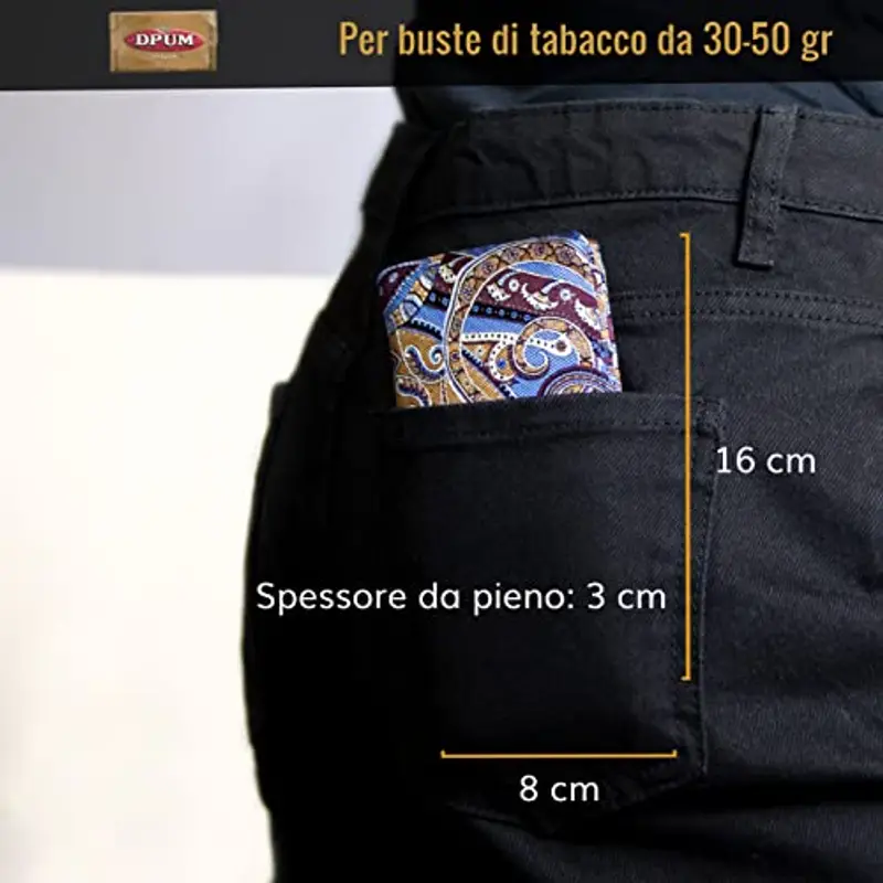 GUGGIARI® Porta Tabacco Cartine e Filtri - Astuccio Portatabacco in Tessuto Realizzato a Mano - Porta Tabacco Donna/Uomo (Bohemian - Tobacco) miniatura 3