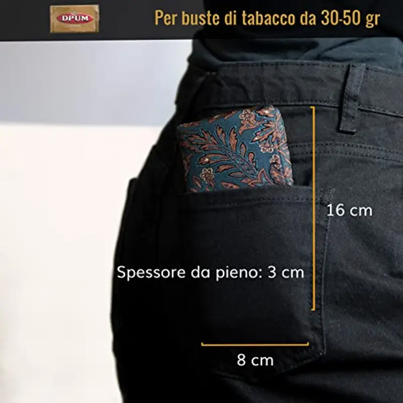 GUGGIARI® Porta Tabacco Cartine e Filtri - Astuccio Portatabacco in Tessuto Realizzato a Mano - Porta Tabacco Donna/Uomo (Paisley - Green) miniatura 3