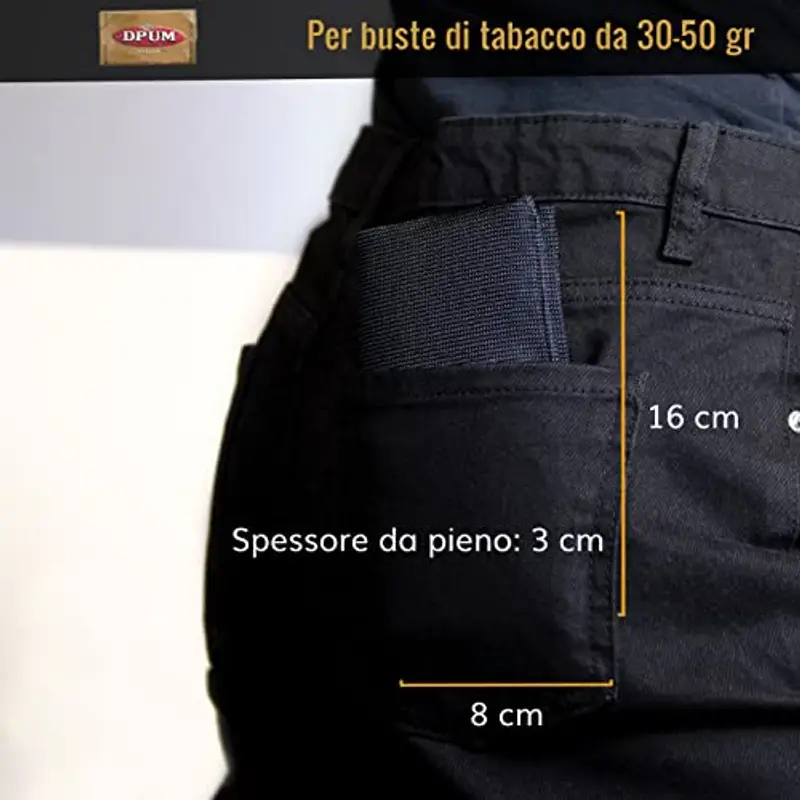 GUGGIARI® Porta Tabacco Cartine e Filtri - Astuccio Portatabacco in Tessuto Realizzato a Mano - Porta Tabacco Donna/Uomo (Pindot - Black) miniatura 3