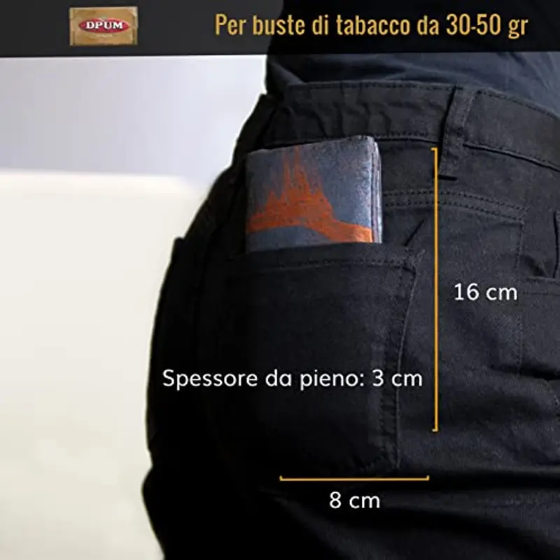 GUGGIARI® Porta Tabacco Cartine e Filtri - Astuccio Portatabacco in Tessuto Realizzato a Mano - Porta Tabacco Donna/Uomo (Rusty Metal - Iron) miniatura 3