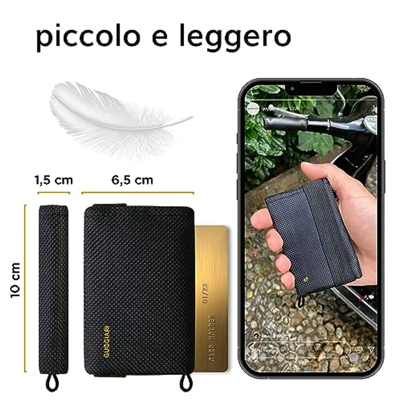 GUGGIARI® Portafoglio Uomo Slim, Morbido e Flessibile, dotato di un Sistema di Protezione RFID - Portafoglio Uomo Piccolo, Contanti e Chiavi (Black - Dragon) miniatura 3