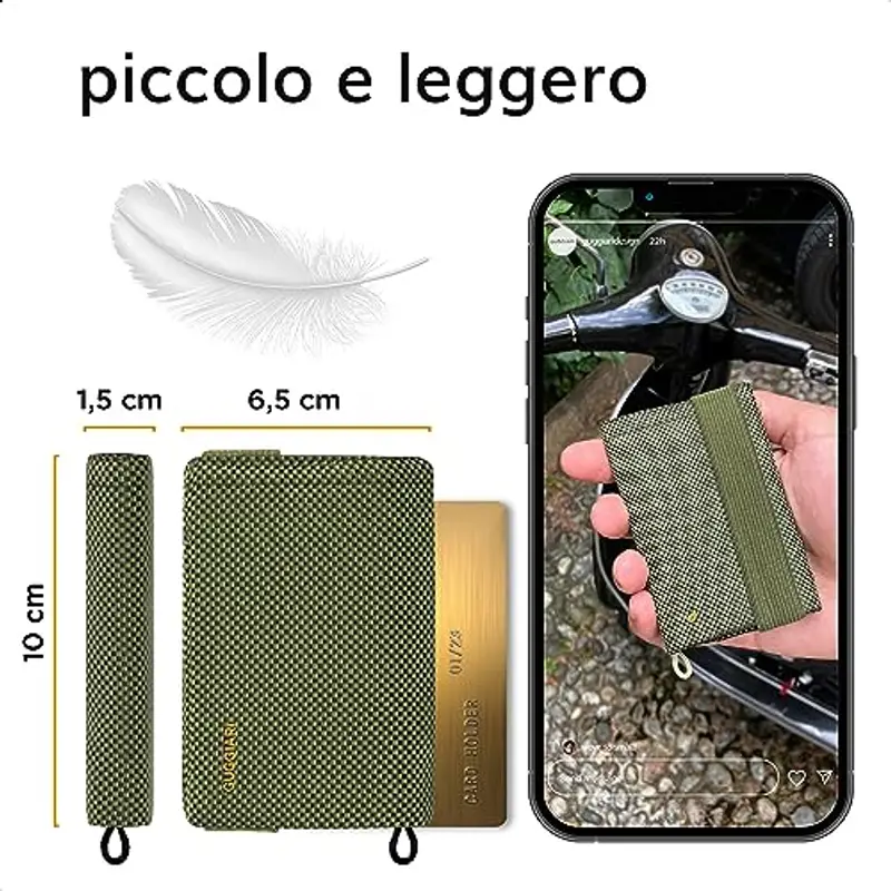 GUGGIARI® Portafoglio Uomo Slim, Morbido e Flessibile, dotato di un Sistema di Protezione RFID - Portafoglio Uomo Piccolo, Contanti e Chiavi (Green) miniatura 3