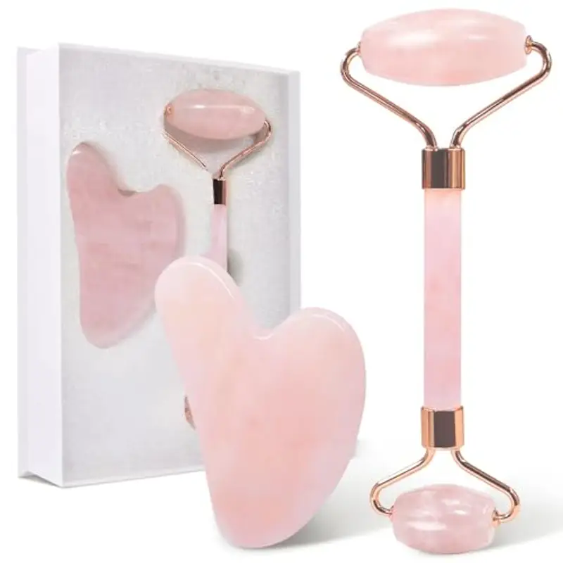 GUGUG Gua Sha Rullo di Giada per il Viso, Guasha Pietra Jade Roller, Pietra Gua Sha Giada per la Donna, Già Sha, Rilassamento dei Muscoli del Collo e del Corpo