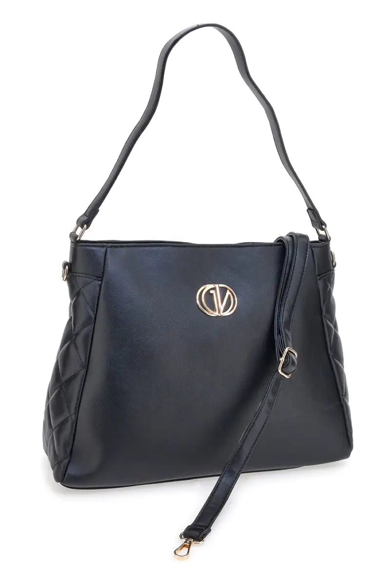 Borsa nera con dettagli trapuntati Guido Vietri K30, 369, B015 [NERO] miniatura 5