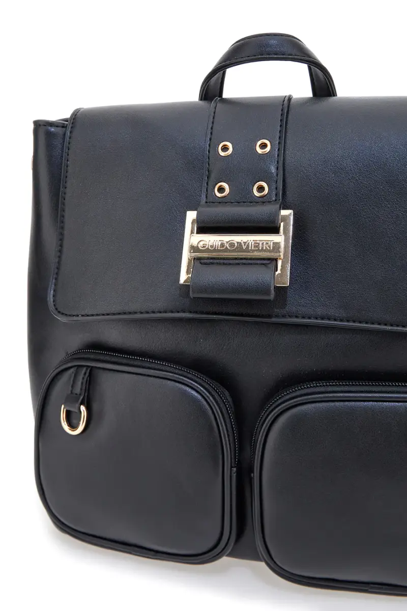 Zaino nero con doppia tasca frontale Guido Vietri K30, 365, B016 [NERO] miniatura 2