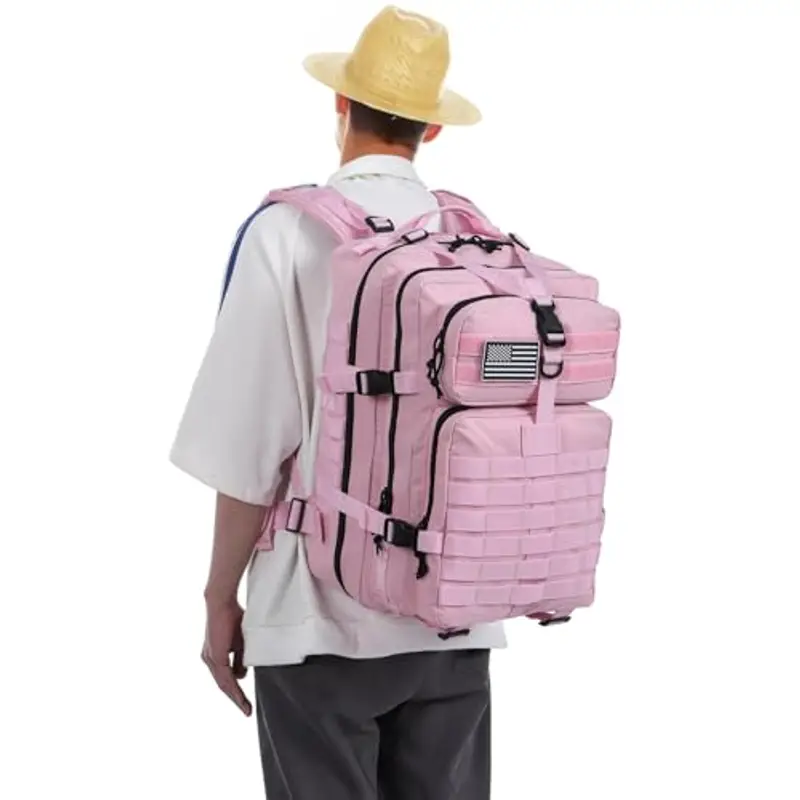 GUJOIN Zaino Tattico 50L Impermeabile, Nylon Resistente per Pesca, Caccia, Escursionismo, Campeggio Militare (Rosa) miniatura 2