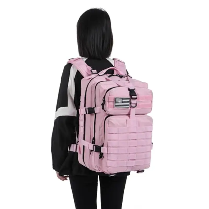 GUJOIN Zaino Tattico 50L Impermeabile, Nylon Resistente per Pesca, Caccia, Escursionismo, Campeggio Militare (Rosa) miniatura 3