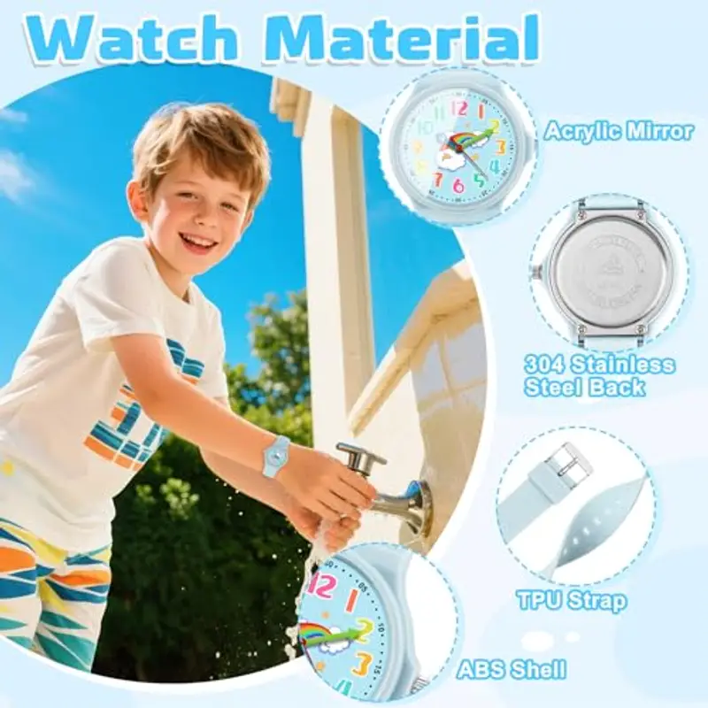 GUUMUXIN Orologio Analogico per Bambino Bambina, 30 Metri di Resistenza All'acqua per L'apprendimento Dell'orologio miniatura 3