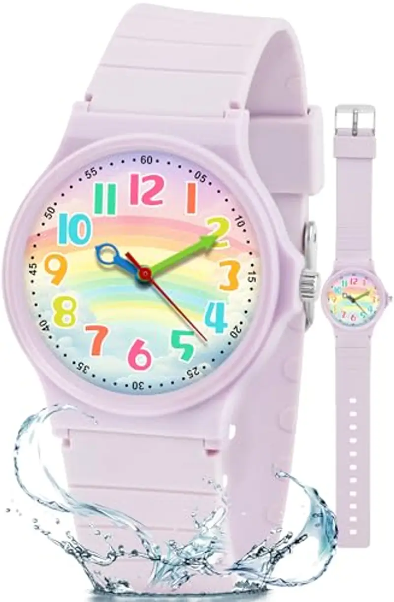 GUUMUXIN Orologio Analogico per Bambino Bambina, 30 Metri di Resistenza All'acqua per L'apprendimento Dell'orologio