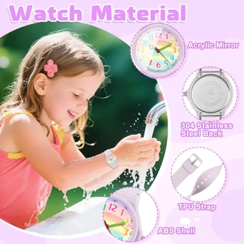 GUUMUXIN Orologio Analogico per Bambino Bambina, 30 Metri di Resistenza All'acqua per L'apprendimento Dell'orologio miniatura 3