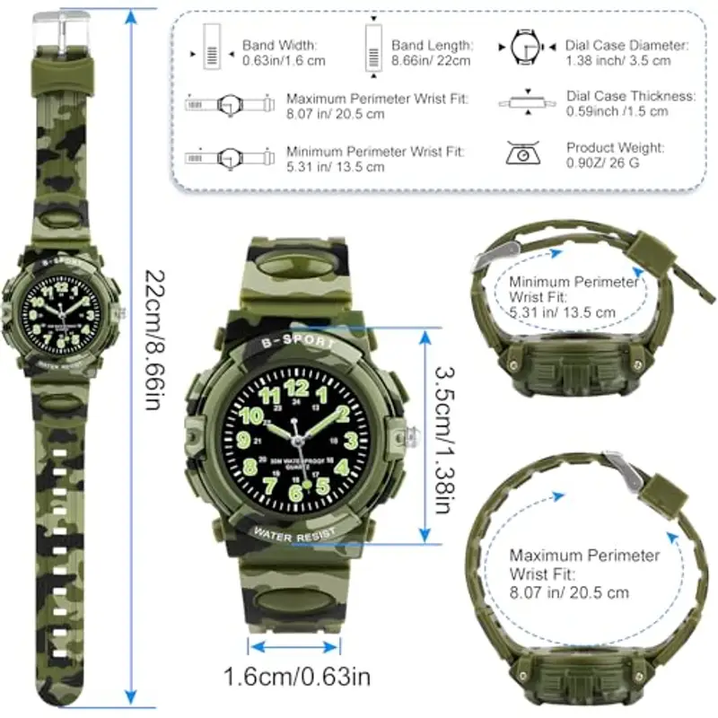 GUUMUXIN Orologio Bambino, Orologio da Polso per Ragazzi, Orologio Bambini Analogico, Ragazzi Ragazze Orologi, con Cinturino in Gomma, Impermeabile 30M, per Sport all'aria Aperta miniatura 2
