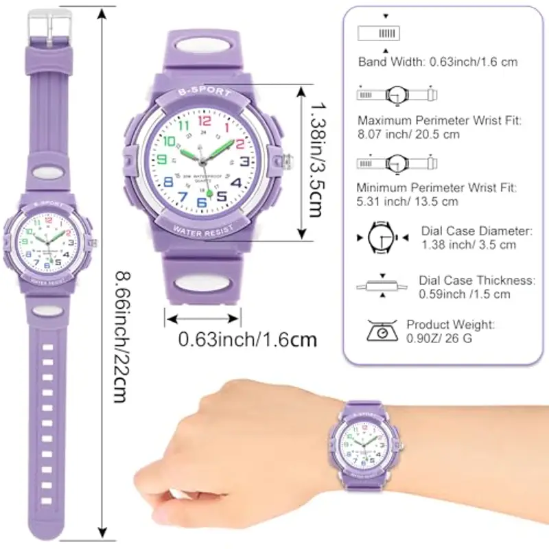 GUUMUXIN Orologio Bambino, Orologio da Polso per Ragazzi, Orologio Bambini Analogico, Ragazzi Ragazze Orologi, con Cinturino in Gomma, Impermeabile 30M, per Sport all'aria Aperta miniatura 3