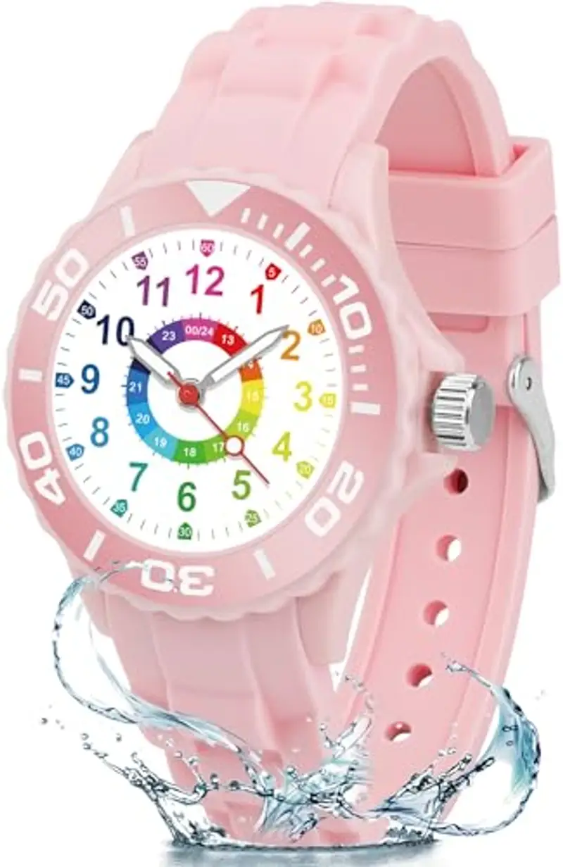 GUUMUXIN Orologio per Bambino, Orologio Educativo con Lancette per Bambini, Quadrante Multicolore con Scale Chiare, Con Cinturino Morbido, Adatto per Ragazzi e Ragazze, Facile da Leggere e Imparare