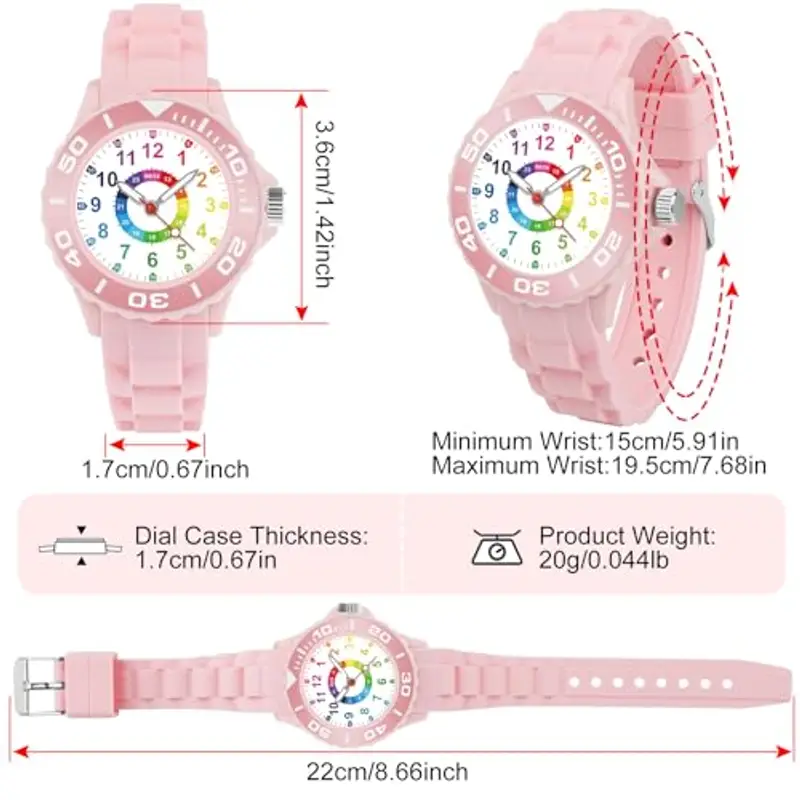 GUUMUXIN Orologio per Bambino, Orologio Educativo con Lancette per Bambini, Quadrante Multicolore con Scale Chiare, Con Cinturino Morbido, Adatto per Ragazzi e Ragazze, Facile da Leggere e Imparare miniatura 3