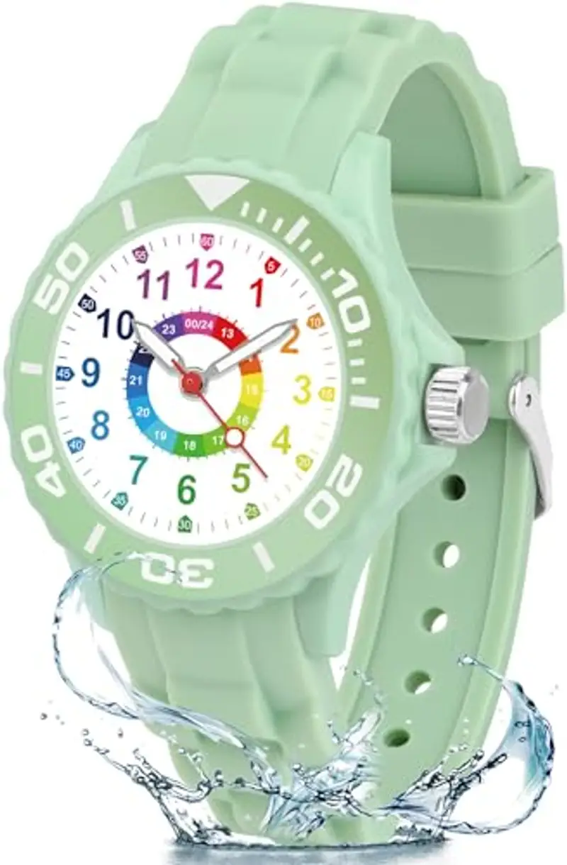 GUUMUXIN Orologio per Bambino, Orologio Educativo con Lancette per Bambini, Quadrante Multicolore con Scale Chiare, Con Cinturino Morbido, Adatto per Ragazzi e Ragazze, Facile da Leggere e Imparare