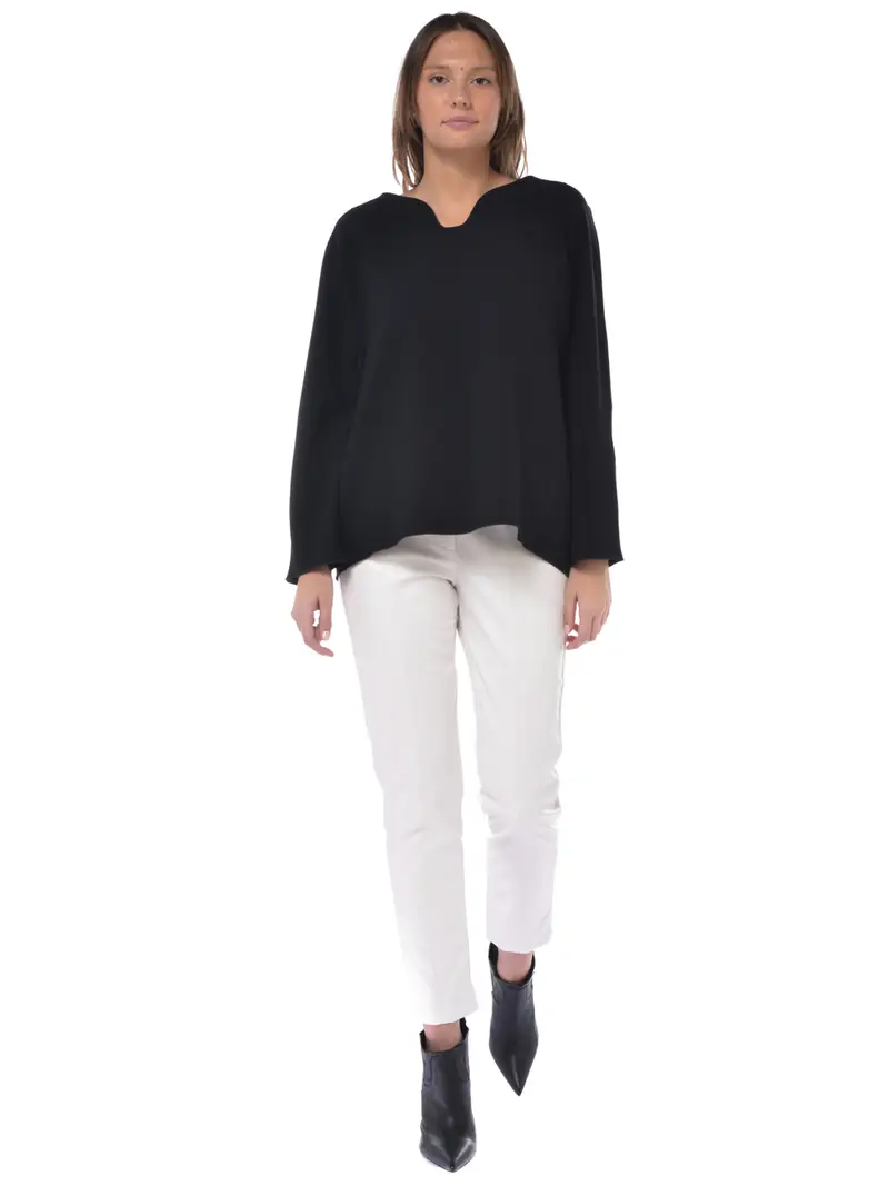 blusa da donna Gwhite ampia in jersey NERO miniatura 2
