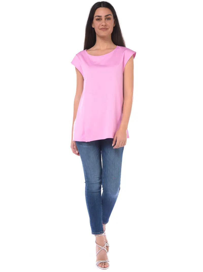 canotta da donna Gwhite a barchetta con spacco Rosa miniatura 2