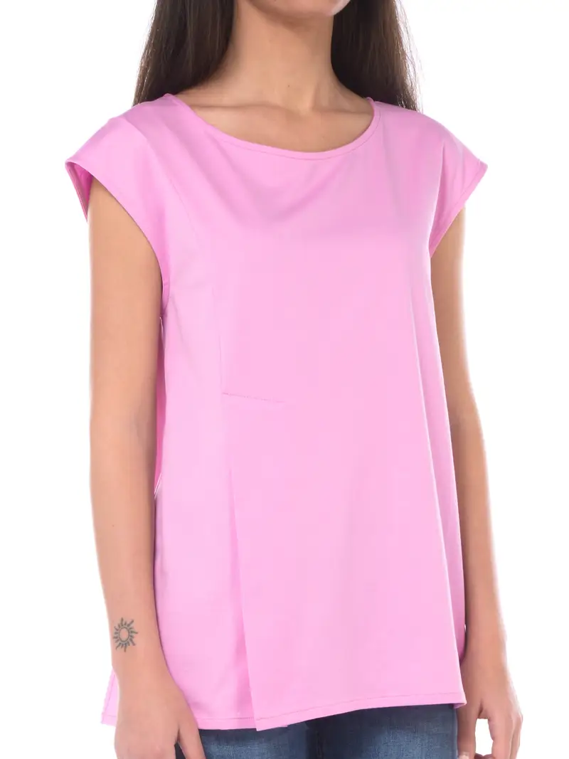 canotta da donna Gwhite a barchetta con spacco Rosa