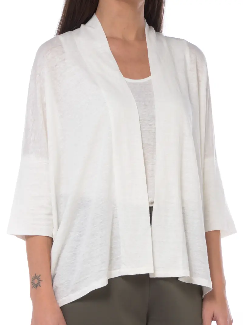 cardigan da donna Gwhite a kimono in lino BEIGE