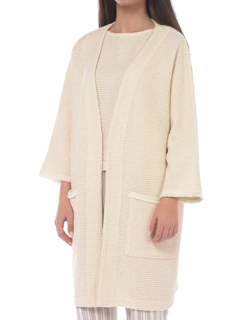 cardigan da donna Gwhite lavorato con tasche BEIGE