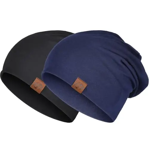 GXCROR - Berretto unisex, in cotone, morbido e sottile, leggero, traspirante, per tutte le stagioni, Nero e blu.,